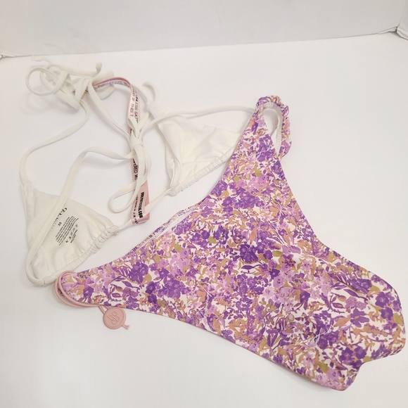 House of CB | NEW Delphi Ruched Bikini Bottom & Tropez Halter Bikini Top Size XS - Picture 6 of 7